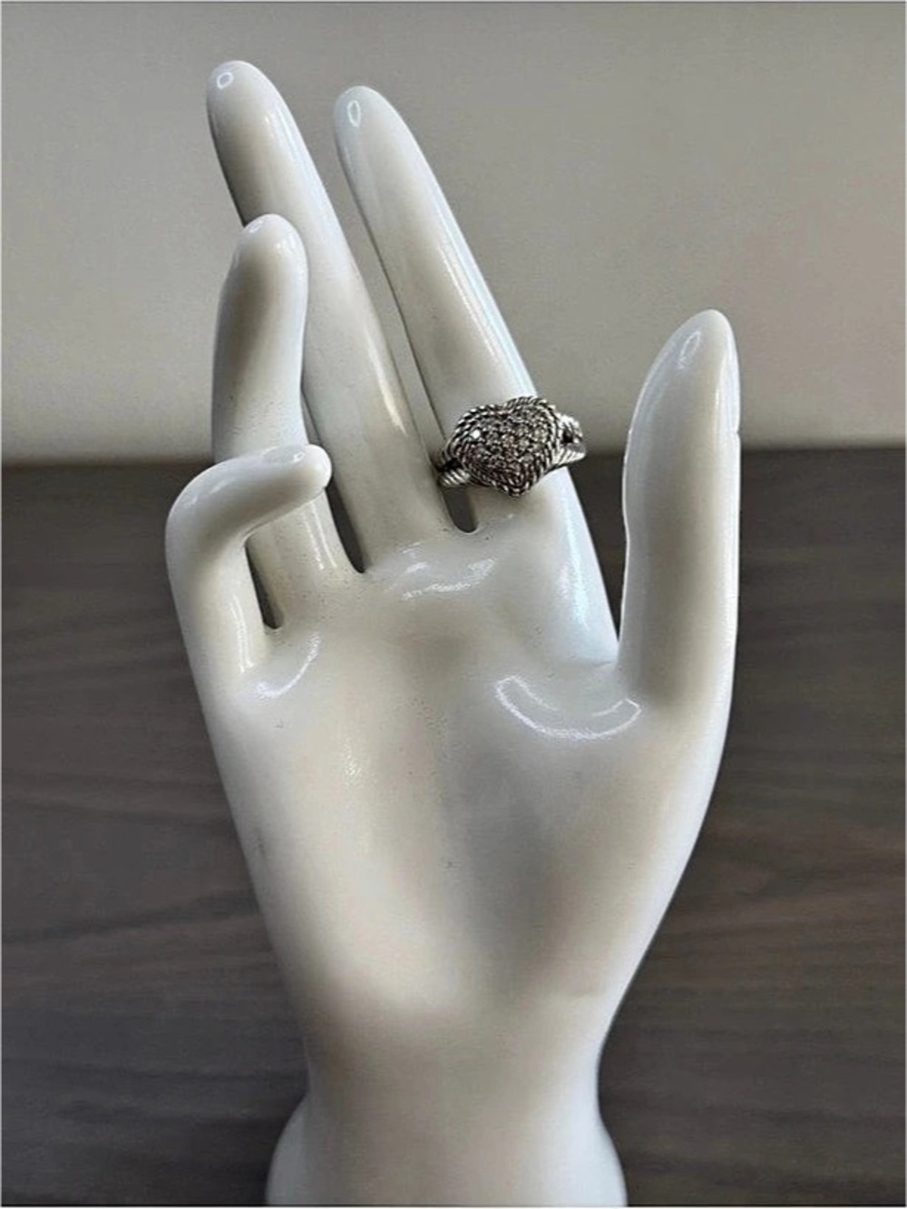 Judith Ripka pave CZ cable heart ring size 9